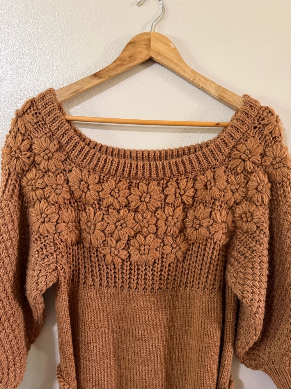 Anthropologie | Avantlook Floral Knit Fall Wool Blend Sweater Dress - Picture 5 of 11